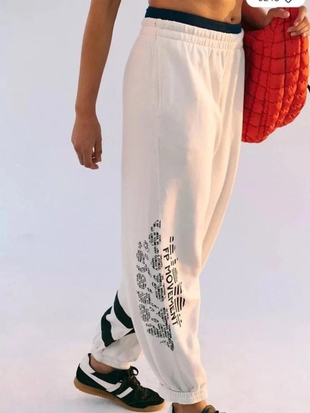 Free People FP Movement All Star Logo Sweatpants Graphic Printed White XL 291097